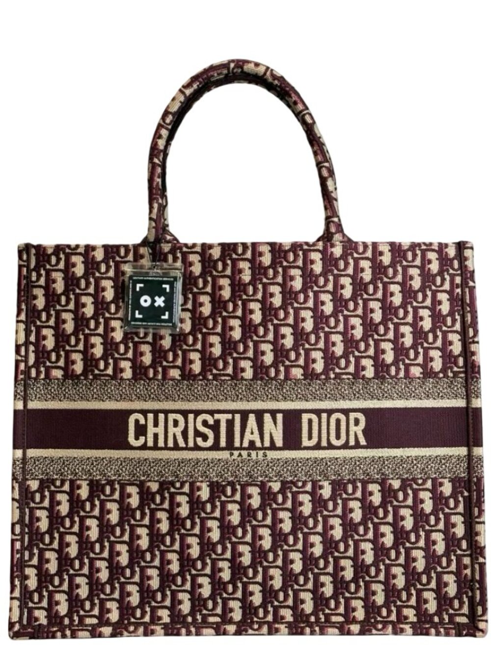 Christian Dior Large Book Tote · Burgundy Oblique Embroidered Canvas